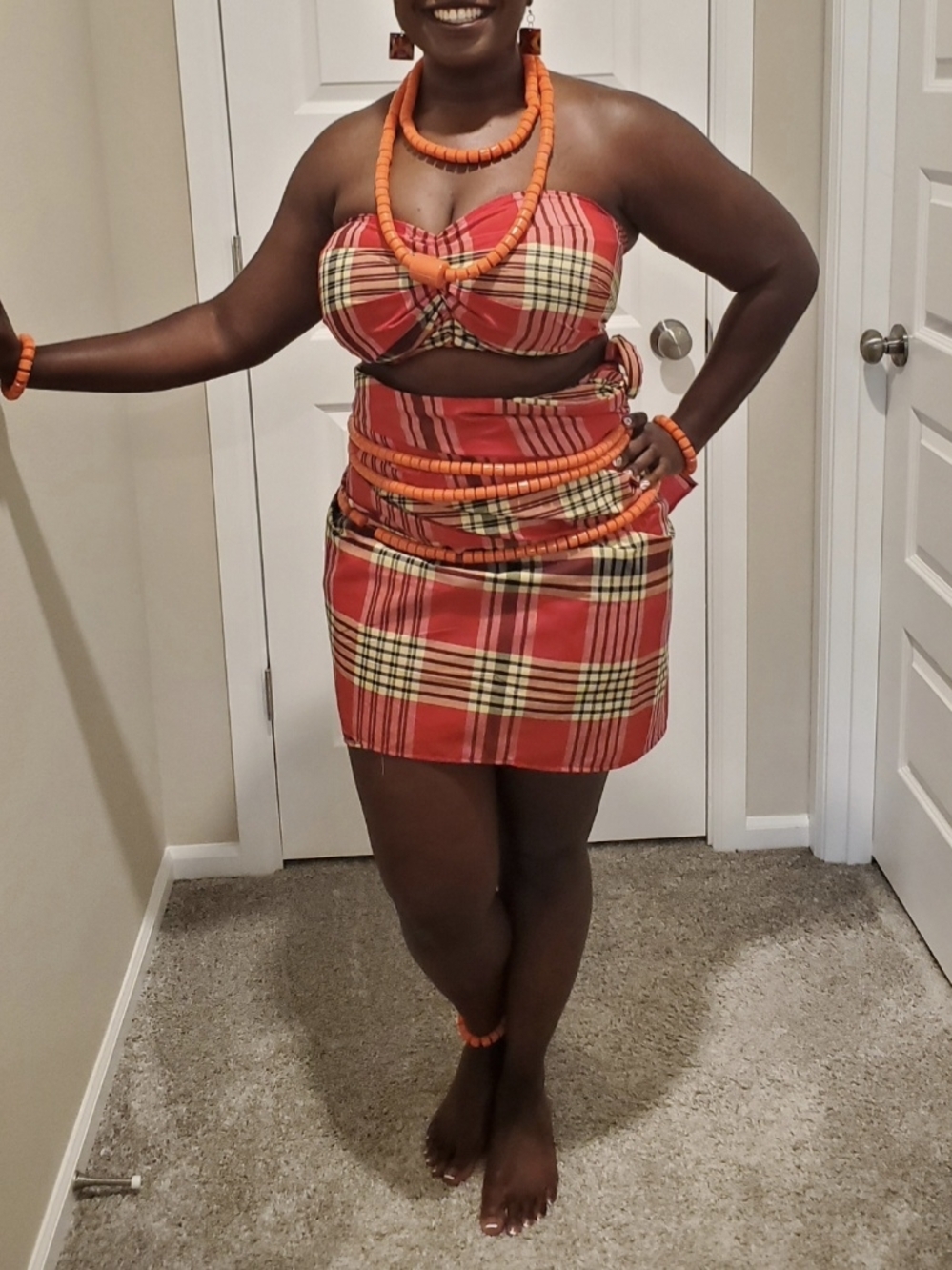 Two Piece Plaid Traditional Wear - Women